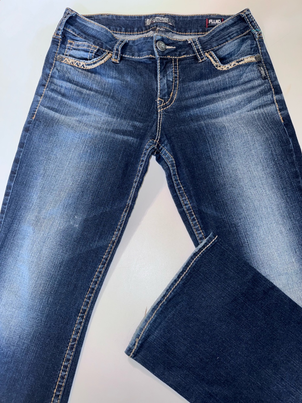 Women’s Y2K Silver Jeans Suki Mid Rise Bootcut Fluid Denim Dark Blue Jeans